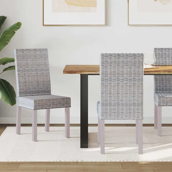 Spisestuestole 2 stk Hvidvask Rattan Massiv Mahogni