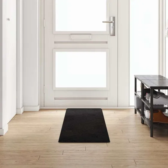 Tæppe Runner Sort 50x250 cm – 100% Polypropylen, Skridsikker
