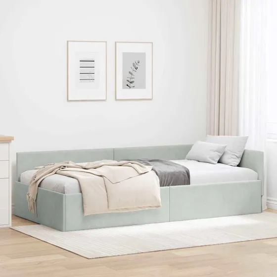 Hjørnesengramme Lysegrå Velour 100x200 cm