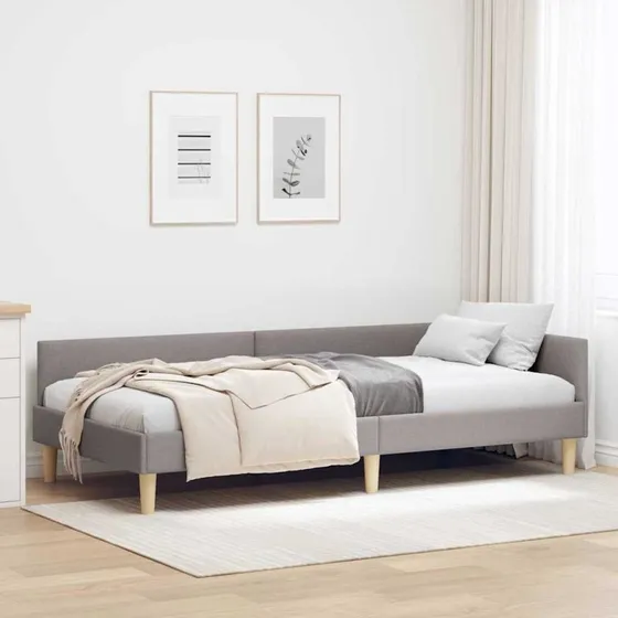 Hjørnesengramme 90x190 cm Gråbrun - Stoffet L-formet sofa-seng