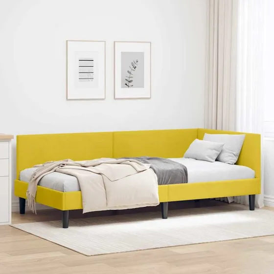 Hjørnesengramme 80x200 cm i gul velour