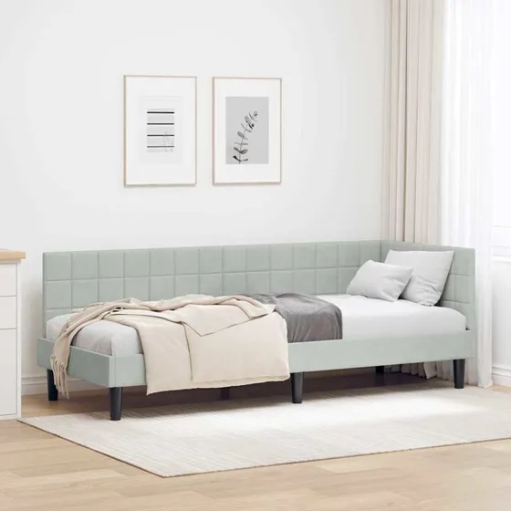 Hjørnesengramme Lysegrå Fløjl 80x200 cm