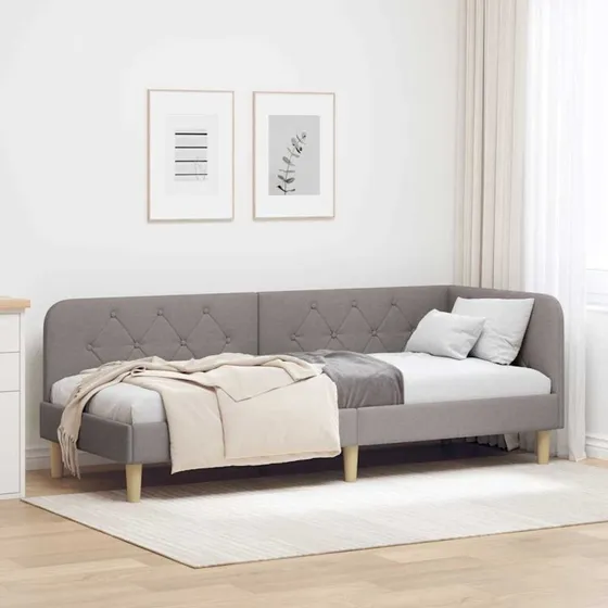 Hjørnesengramme L-formet 80x200 Gråbrun stof