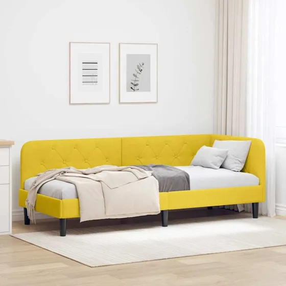 Hjørnesengramme Fløjl Gul 80x200 cm