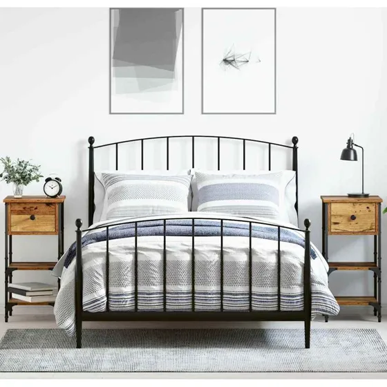 Sengeborde 2 stk – Rustikt natbord genbrugstræ 34x36x70 cm