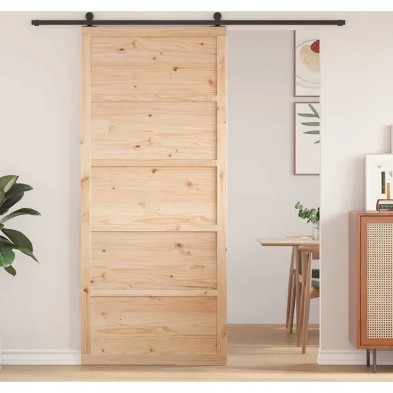 Ladedr i massivt fyrretr 90x2,5x208 cm - natur