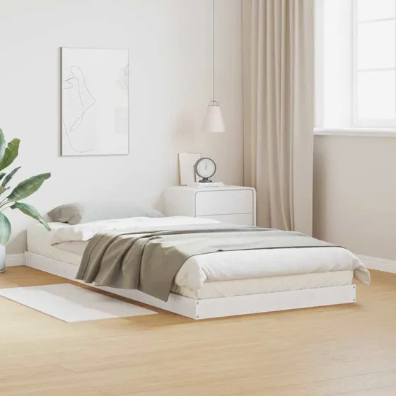 Gulv sengeramme i massivt fyrretræ, hvid 100x210 cm
