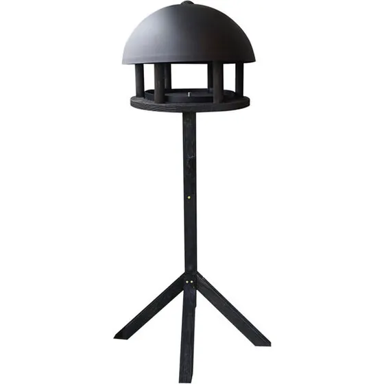 Garden Life Fuglefoderhus Dome Black Wood Ø35xH135 cm