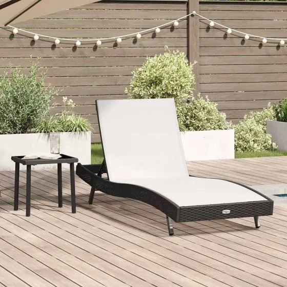 Solseng sæt 2 stk sort polyrattan med sidebord