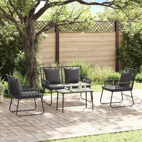 Have Spisebordssæt 3 stk Sort/Anthracite i polyrattan