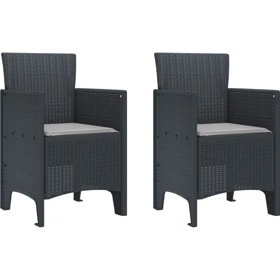 Havestole 2 stk Antracit med pude 53x49x85 cm
