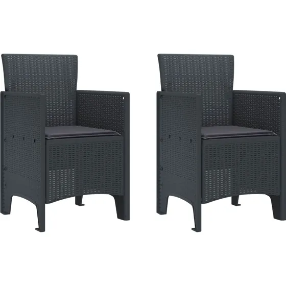 Havestol 2 stk Antracit med pude 53x49x85 cm
