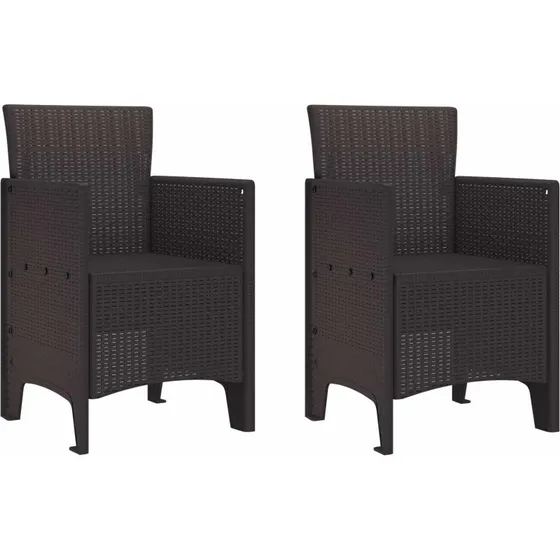 Havestol 2 stk. brun PP 53x49x85 cm - inkl. pude