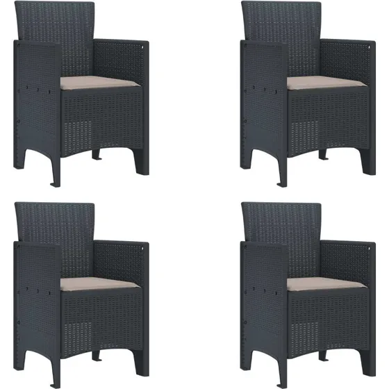 Havestol sæt 4 stk Antracit PP 53x49x85 cm med pude