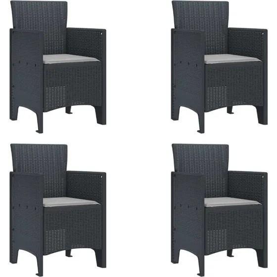 Havestol sæt 4 stk Antracit med pude 53x49x85 cm
