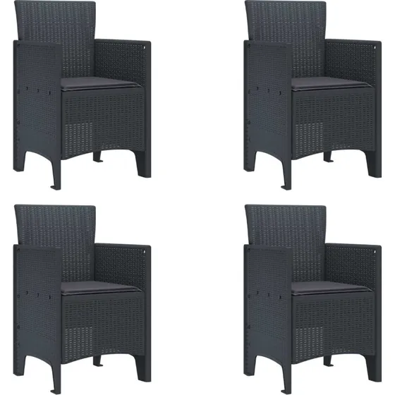 Havestol sæt 4 stk Antracit med pude 53x49x85 cm