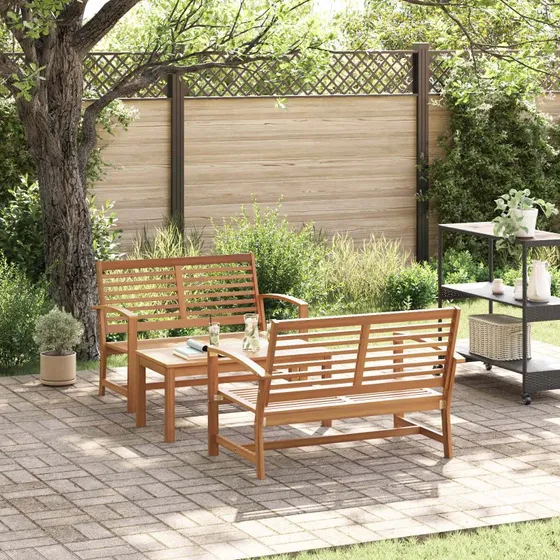 Havesofa sæt 3 dele i massivt naturteak