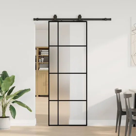 Skydedr sort ESG-hrdet glas 76x205 cm med hardware