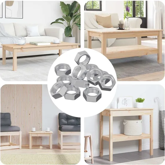 Sekskantmtrikker M6 12 stk zinkbelagt stl, slv