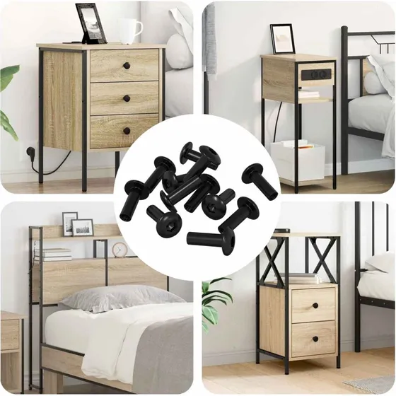 Sleeve-mtrikker 12 stk M4 x 14,5 mm sort (zinkbelagt)