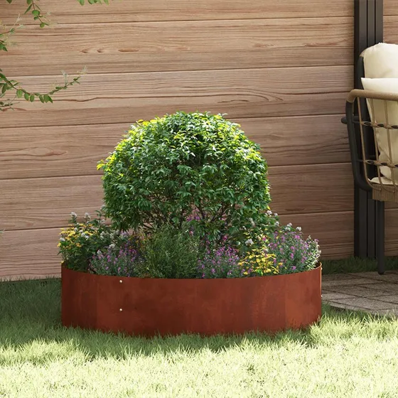 Plante-ring i cortenstål 80x80x20 cm – brun