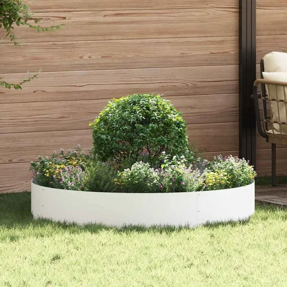 Hvid plante-ring i koldvalset stål 120x120x20 cm