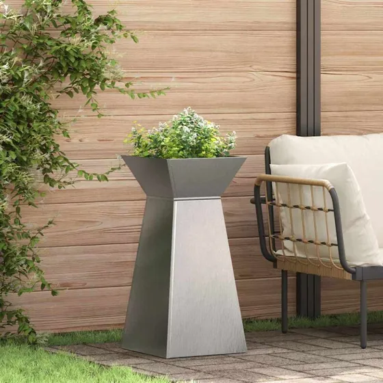 Søjle plantekasser 2 stk, sølv stål 35×35×73 cm