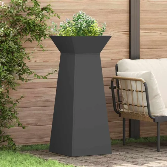 Søjle Plantekasse i Sort Stål 40x40x100 cm