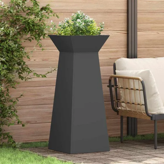 Søjle Plantekasse 2 stk 40x40x100 cm Sort stål