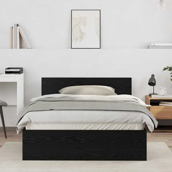 Sengestel Sort Eg 120x190 cm med hovedgærde