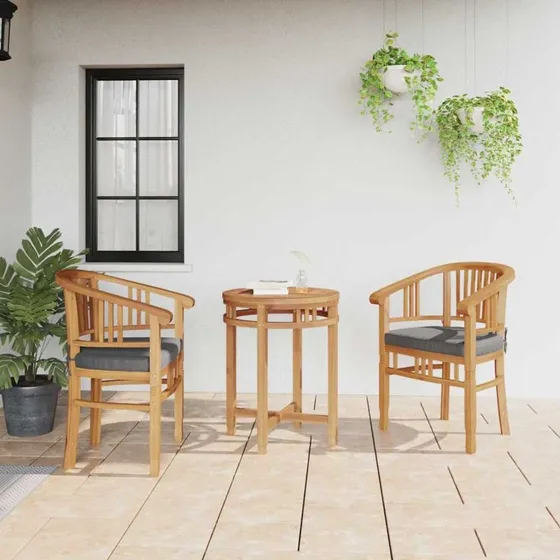 2 stk havestole i massivt teak med pude – brun