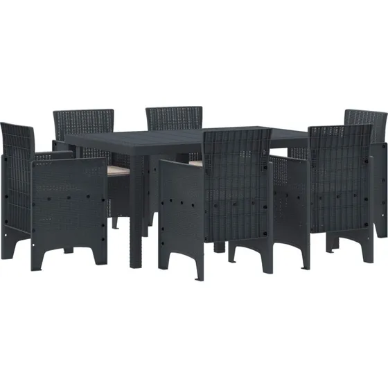 Have spisesæt 7 dele i antracit polyrattan