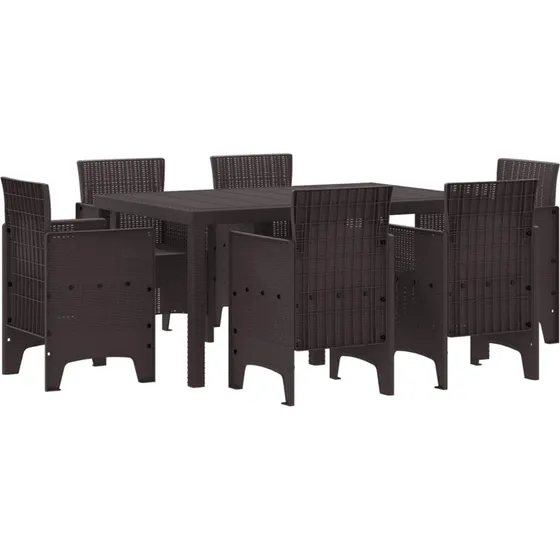 Have spisebordssæt 7 dele i brun polyrattan