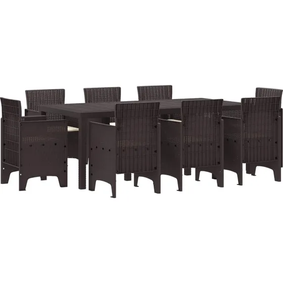 Have spisebordssæt 9 dele – brun polyrattan