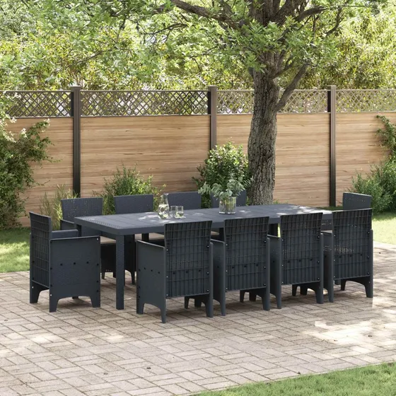 Have spisebordssæt 11 dele - Antracit poly rattan