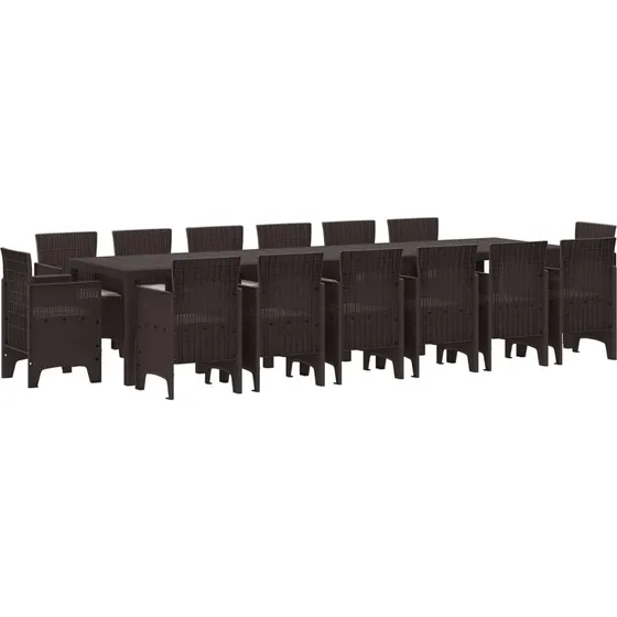 Have spisesæt 15 dele i brun polyrattan