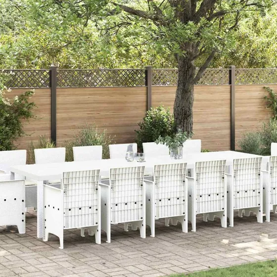 Have Spisebordssæt 15 dele – Hvid polyrattan