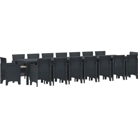 Have spisesæt i polyrattan 17 dele – Antracit