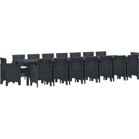 Have spisesæt 17 dele i polyrattan - Antracit