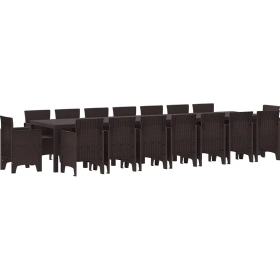 Have spisesæt i brun polyrattan 17 dele med puder