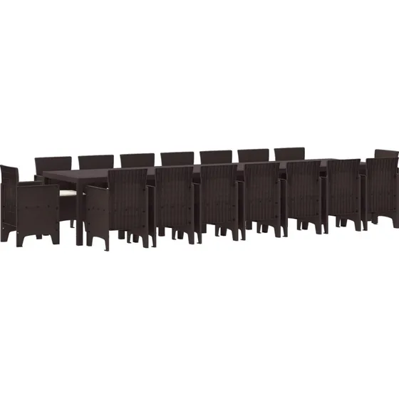 Have spisesæt 17 dele i brun polyrattan med puder