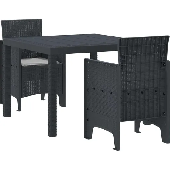 Havespisesæt 3 dele antracit (rattan/polypropylen)