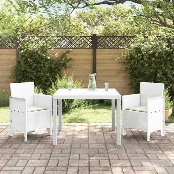 Hvid havemøbelsæt 3 dele – rattan-look polypropylen