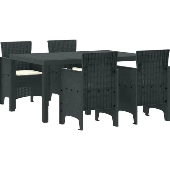 Have spisesæt 5 dele i antracit poly rattan