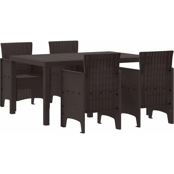 Have Spisebordssæt 5 dele i brun polyrattan