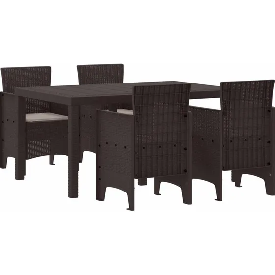 Have spisebordssæt 5 dele Brun polyrattan