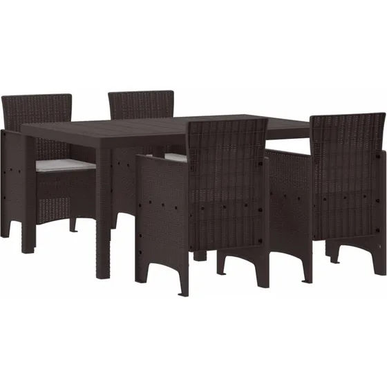 Have spisebordssæt 5 dele i brun polyrattan