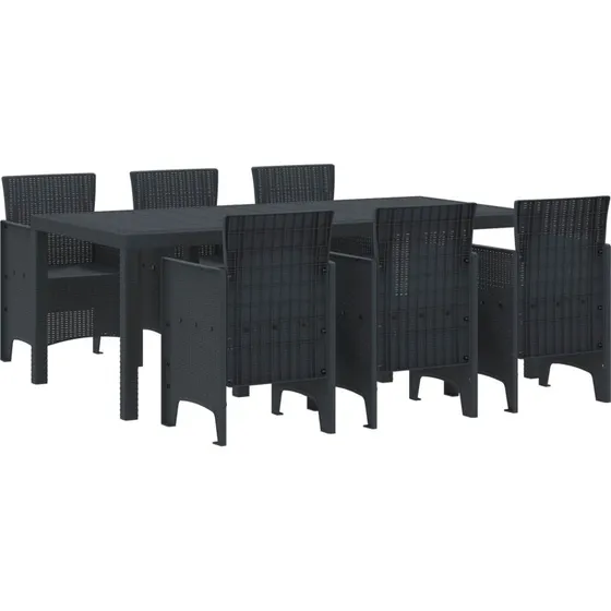 Havemøbelsæt 7 dele Antracit – Polyrattan/Polypropylen