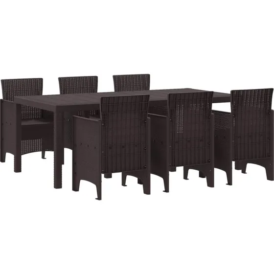 Have Spisebordssæt 7 dele - Brun poly rattan