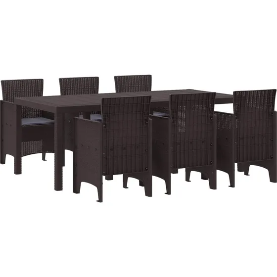 Have spisebordssæt 7 dele – brun polyrattan